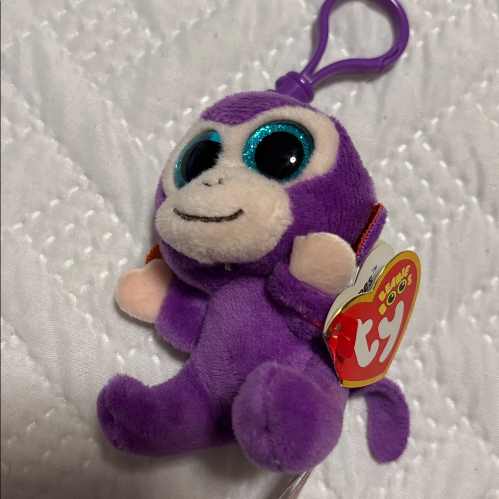 Grapes the Monkey Ty Beanie Boos Keychain Clip Plush NWT